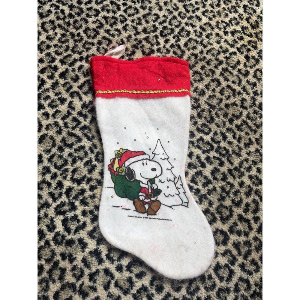 VINTAGE Christmas FELT Stocking SNOOPY As‎ Santa Claus 15" Peanuts 1965 Retro